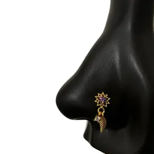 Dangling Feather Nose Stud, Nose Ring, L Shape Nose Jewelry, Nostril Piercing, 20 gauge Nose Piercing for Sensitive Skin