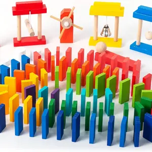 Miosea 200-Piece Wooden Domino Set for Kids, Stem Learning Toy with Creative Tricks, Building Blocks & Classic Game Fun, Montessori Gift
