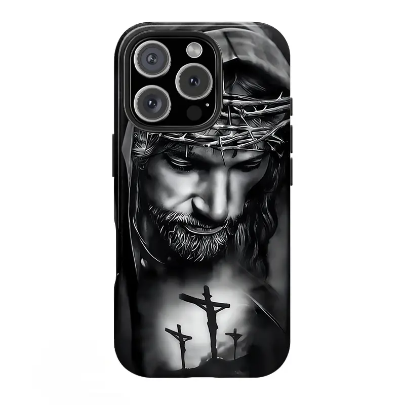 Embossed Jesus pattern Protection Anti Fall TPU Full Coverage Phone Case for iPhone 17 16 15 14 13 12 11 Pro Max Plus Samsung Galaxy S25 S24 S23 S22 S21 Thermal Sublimation Coating All Inclusive Process