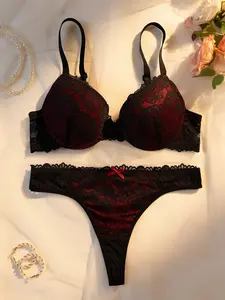 1 set Women's underwear set Gathering anti-sagging supportive Fit bra and panties Comfortable to wear, soft and light