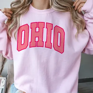 Girly Pink Varsity State Sweatshirt Vintage Baseball City Pink Sweatshirt Baseball Team Pullover College State Sweatshirt Womens Casual State Pullover New York State Top