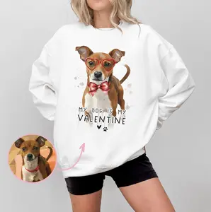Custom Pet Valentine's Day T-Shirt with Photo & Name DTG Printed