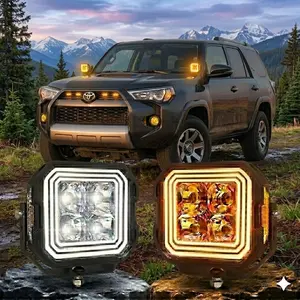 5 inch Dual Color Offroad LED Pod Lights with White/Amber DRL | 150° Spot Flood Combo Driving Lights | IP69K Waterproof for 2010-2024 Toyota 4Runner & Trucks