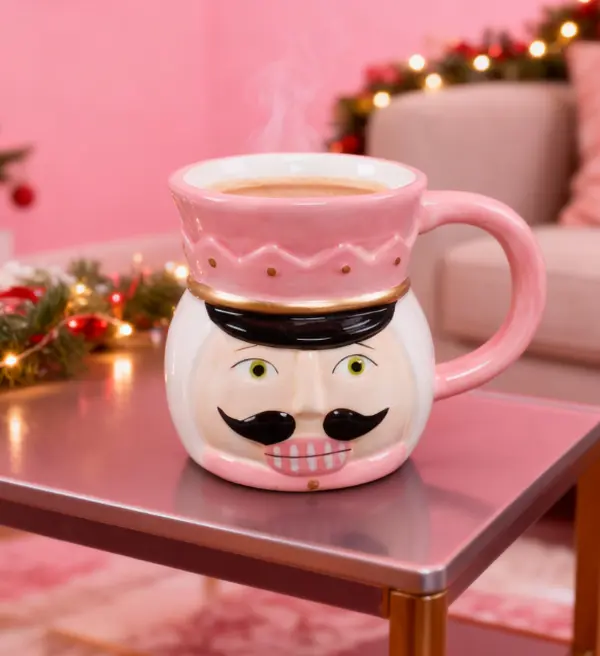 Ceramic 15 oz Nutcracker Mug - Classic Drinkware with Pink Mug Ideal for Coffee and Drinkware Ceramic 15 oz Nutcracker Mug - Classic Drinkware with Pink Mug Ideal for Coffee and Drinkware