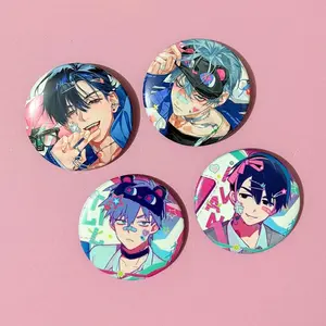 4pcs/set Anime Alien Stage Ivan Till Badge Cartoon Figure Round Brooch Pins Clothes Backpack Cosplay Accessories Xmas Gifts