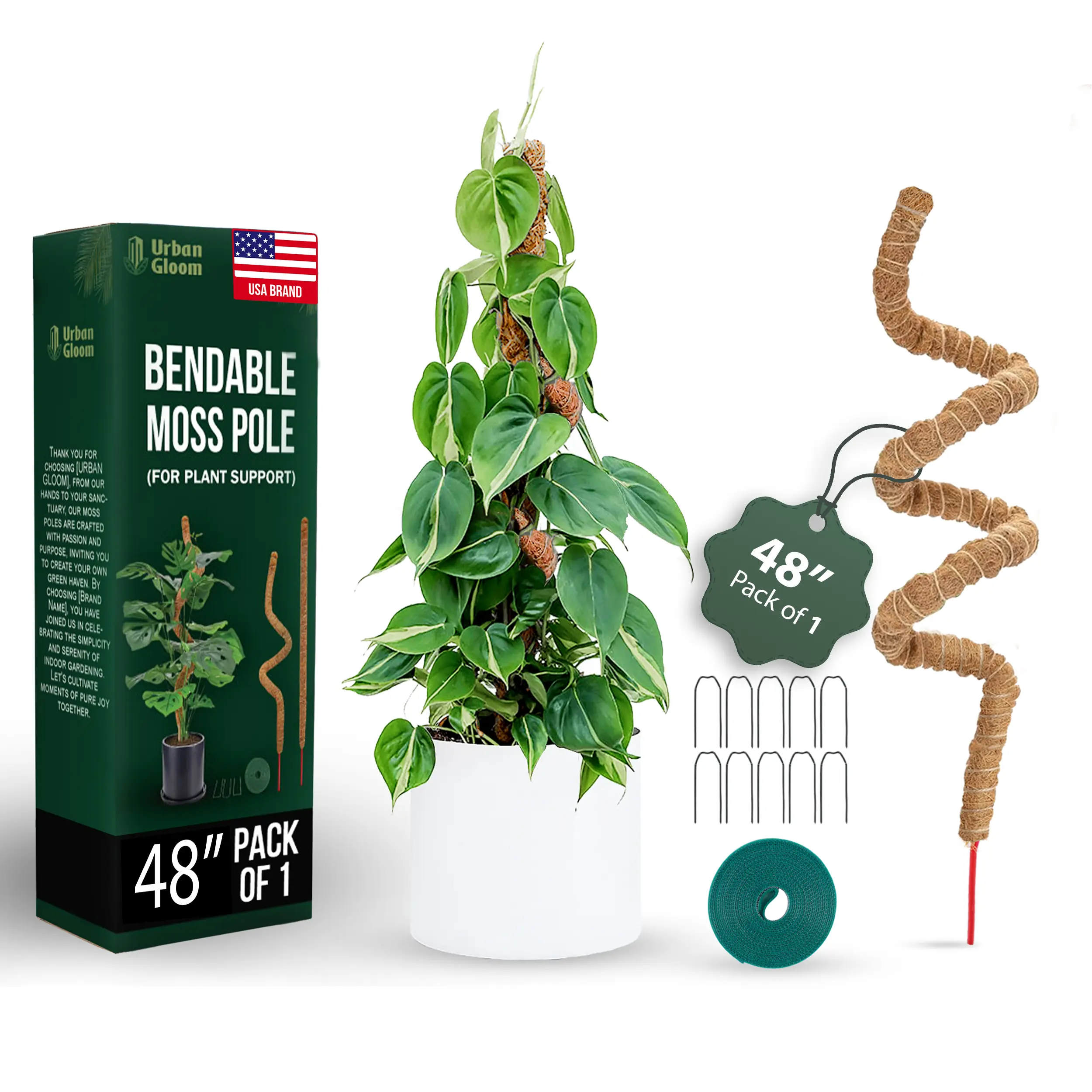 Bendable Moss Pole 48 Inch for Monstera & Climbing Plants  Pack of 1 Coco  Coir Moss