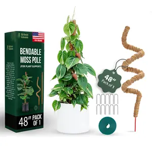 Bendable Moss Pole 48 Inch for Monstera & Climbing Plants – Pack of 1 Coco Coir Moss Poles for Indoor Plant Support, Trellis Pole for Pothos, Philodendron, Tall Plant Stakes for Home Gardeners