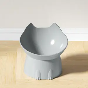 WhiskerWare Elevated Cat Bowl Anti-Tip Plastic Raised Pet Feeding Dish with Tilted Edge for Neck Protection Kitty Food Safe & Comfortable Mealtime Solution