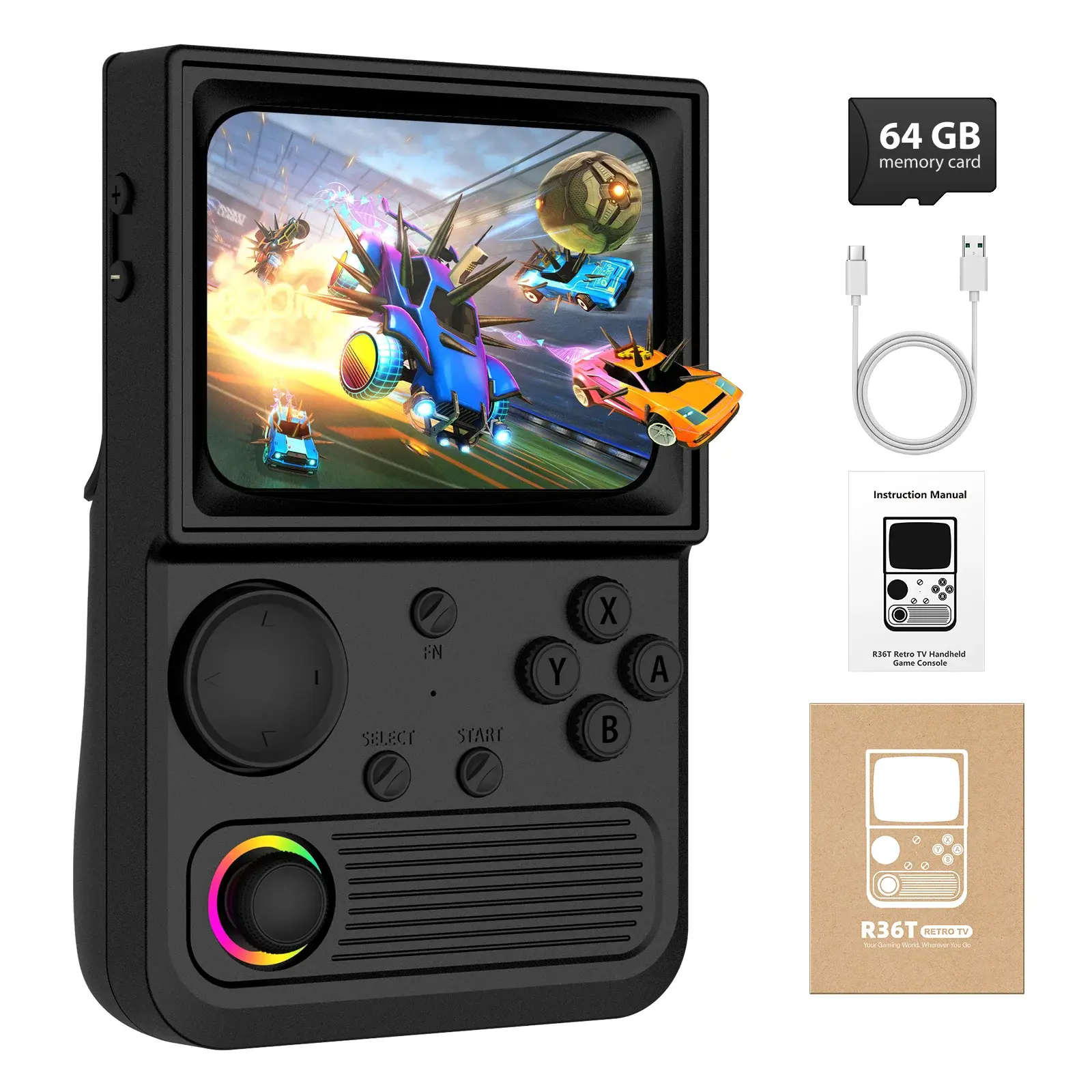AISLPC R36T Retro Handheld Game Console Wifi Online 2 Player Playing Open Sourse Linux System 64GB 3.5 Inch IPS Screen 3500Mah Portable Pocket Video Player