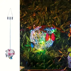 Solar Butterfly Ball Lantern, Vibrant Outdoor Hanging LED Garden Light, Solar Garden Lanterns, 600mAh Nickel Battery, Auto On/Off Button for Pathway Decor
