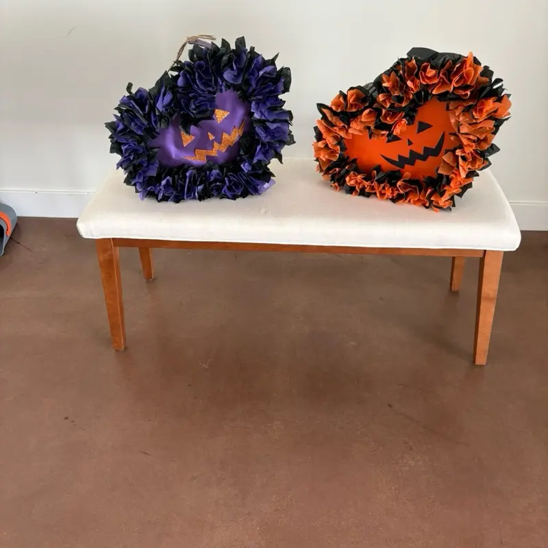 Black and Purple Trick-o-treat Piñata made out of Cardboard with High Quality Products Featuring Pumpkin Designs. Excellent as a gift or to bring to a Halloween event