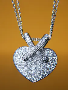 Pre-owned Chaumet Liens Heart Pendant White Gold Full paved