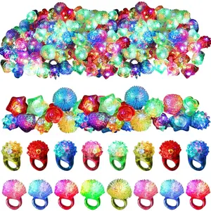 Z-CPA22   48 Pack Colorful LED Light up Rings Back to School First Day Gift for Student Glow in the Dark Rings DJ Party Favors Flash Jelly Lights for Classroom Prizes, Goodie Bag, Birthday Party(Mixed) Basket Eye Props