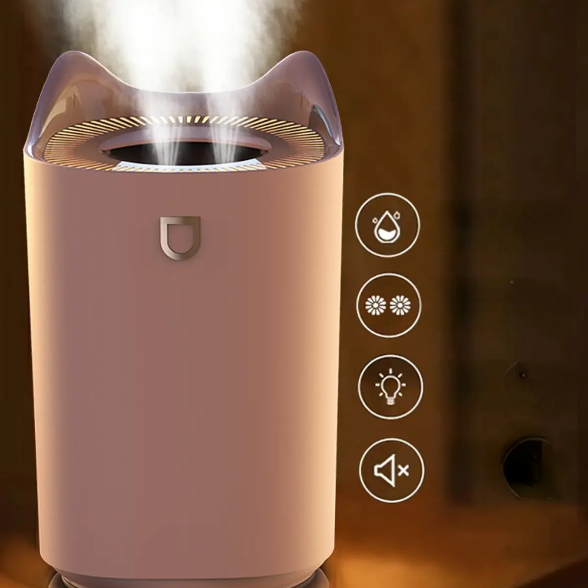 Humidifier household silent usb humidifier anti-dry burning dual nozzle colorful atmospheric light large capacity humidifier
