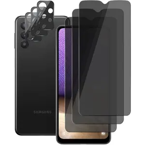 (3+3) For Samsung Galaxy A32 5G (3 Pack) Privacy Screen Protector Anti Spy Private Tempered Glass Film with Camera Lens Protector, Anti Scratch