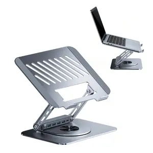 2-in-1 Laptop Stand with Magnetic Detachable Dock, 5-Port USB Hub, Adjustable Riser for Desk Setup