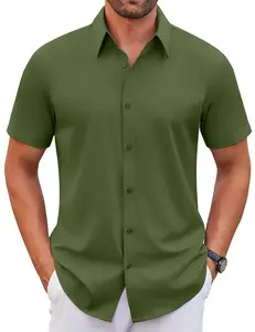 COOFANDY Men's Stretch Dress Shirts Short Sleeve Wrinkle Free Casual Button Down Shirts