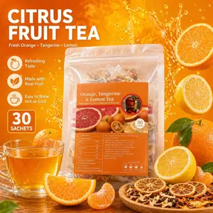 Orange Tangerine Lemon Tea, 30 Bags Dried Fruit Tea Bags, Refreshing Citrus Infusion for Hot & Cold Brew, All Natural Mixed Fruit Tea