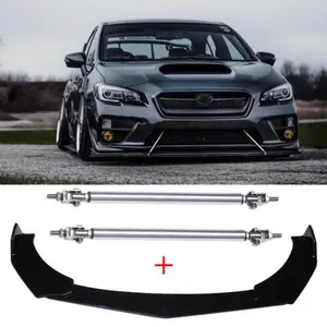 For Subaru WRX STI 15-21 Front Bumper Lip Splitter Spoiler Body Kit + Strut Rods