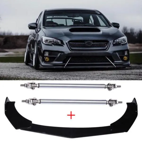 ABS Plastic Front Bumper Lip Splitter Spoiler Car Body Kit for Subaru WRX STI 15-21, Scratch Guard with Strut Rods, Longer Width Design, Splitter Look, WRX STI Fit, Includes Screws (Suitable for Multiple Cars), Chin Diffuser