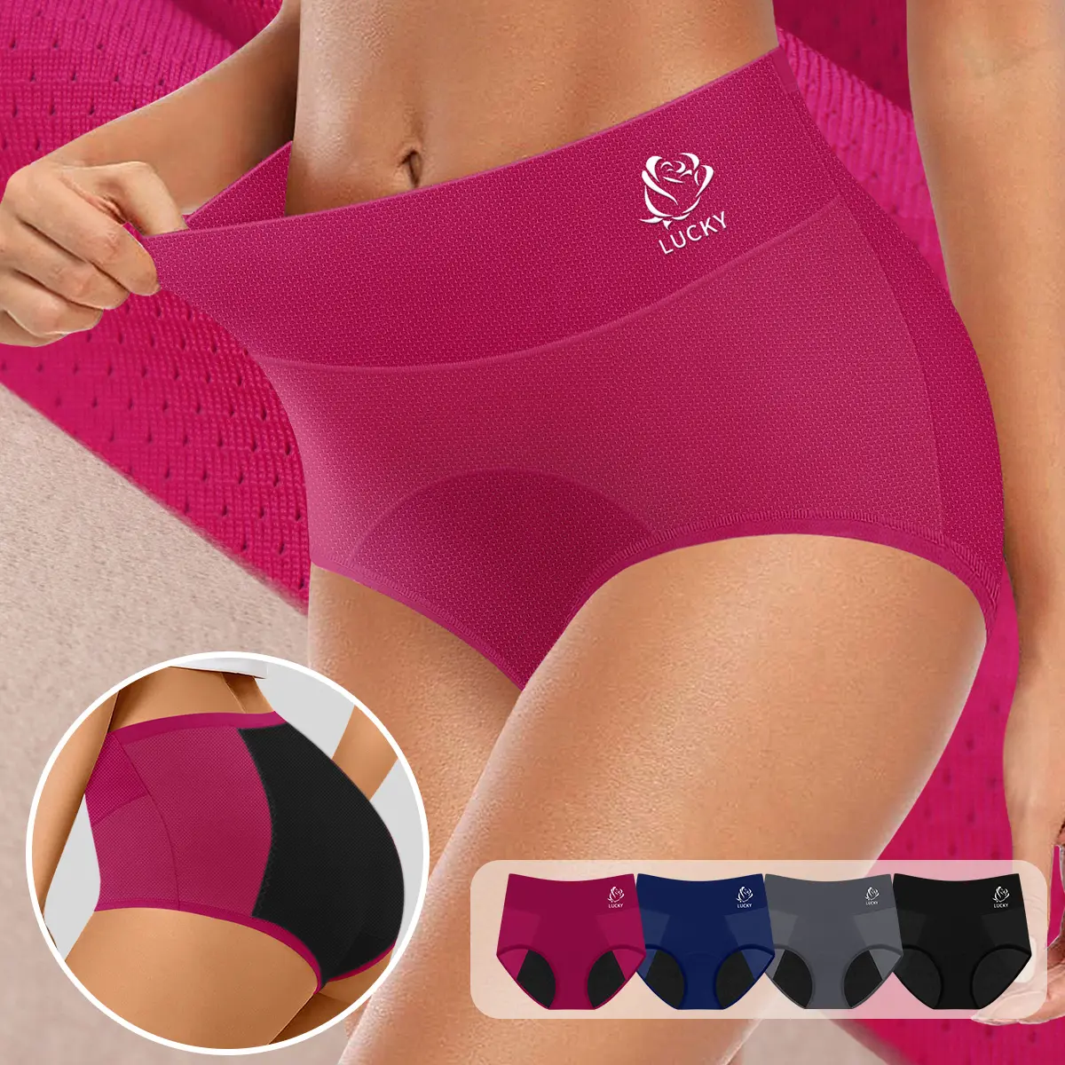 Morelect Period Panties for Women, 4/6/8 Pcs High Waist Honeycomb Mesh Briefs, Lightweight Breathable High Stretch Odor-Control Underwear