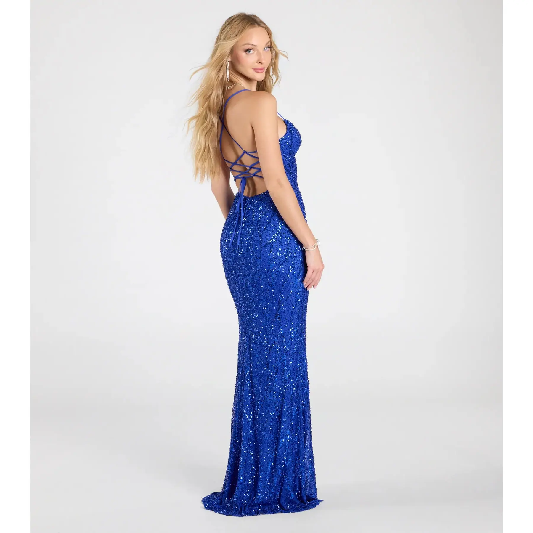 Alexa Lace-Up Slit Sequin Formal Dress - TikTok Shop Alexa Lace-Up Slit Sequin Formal Dress - TikTok Shop
