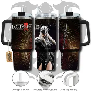 HardTimesMerch - Lords of the Fallen II #2 40oz Handle Tumbler Stainless Steel Travel Mug, Game Inspired Vacuum Insulated Cup, Large Iced Coffee Tumbler, Manga Fighter Drinkware, Gamer Gift for Him Her