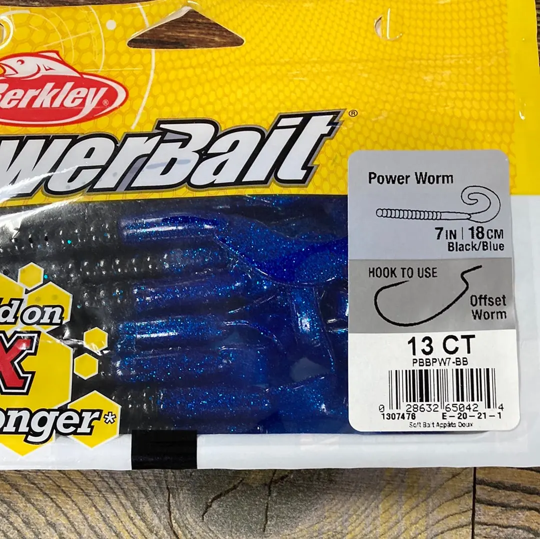 Berkley 7” Power Worm Black/Blue Berkley 7” Power Worm Black/Blue
