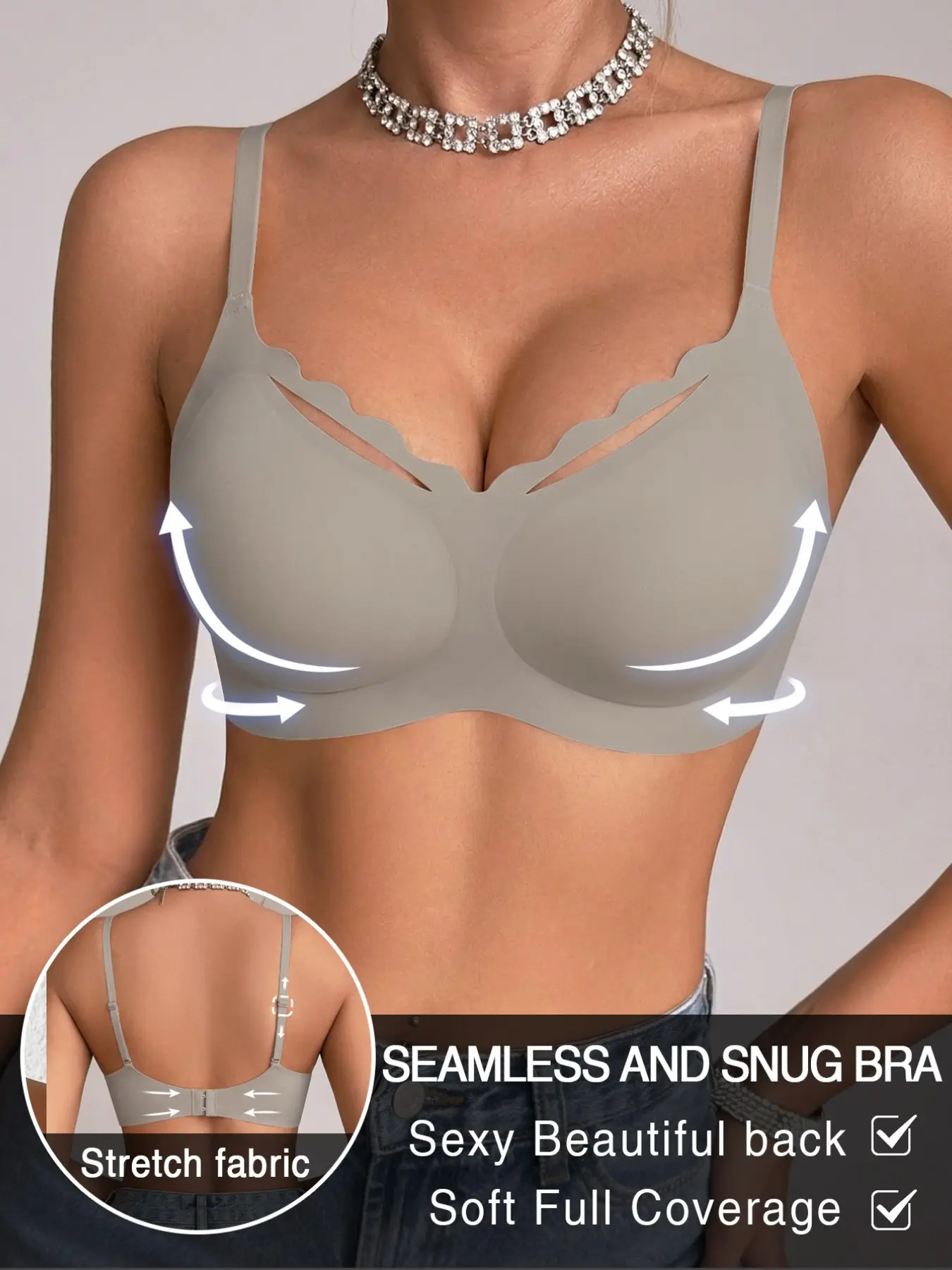 Wireless Push-Up No Underwire Non Wired Sports Bra, Seamless Thin Invisible Cute Gathering Bra, Durable Non-Deforming, All Seasons Fitted Lingerie Underwear, High Stretch Bra