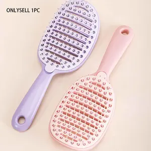 Self-Cleaning Detangling Hair Brush, Anti-Tangle Flexible Bristle Brush with Easy Push Plate for Quick Hair Removal, Vented Wet & Dry Hairbrush for Frizz Control and Smooth Styling