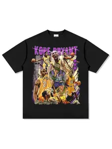 Kobe Basketball Icon Motivational T-Shirt Oversized Loose Fit Quick Dry Urban Street Basketball Training Casual Streetwear Tee Slim Fit