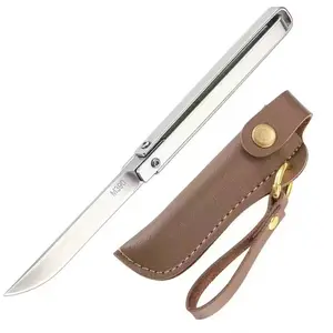 Pocket multifunctional outdoor folding knife portable knife stainless steel fruit knife high hardness sharp with leather case gift