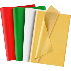 100 Sheets Christmas Tissue Paper Red Green White Golden  Wrapping Tissue Paper for Holiday  Crafts Bags and Party Decorations