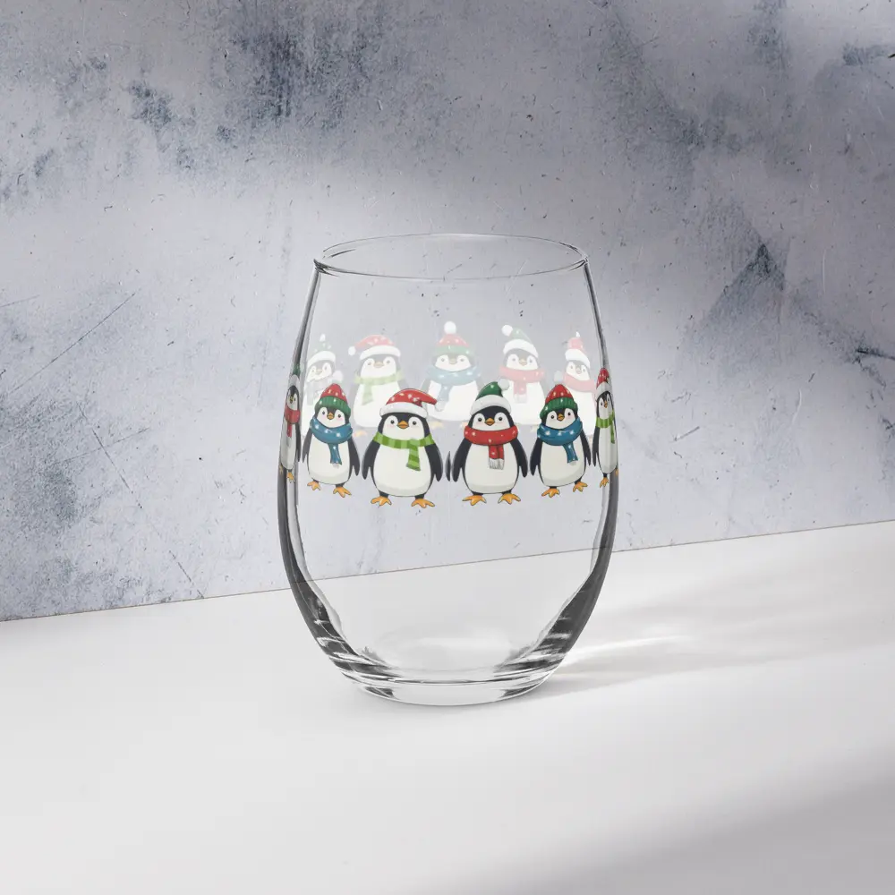 Penguin Party Stemless Wine Glass, Multi-Use Tumbler for Cocktails & Wine Drinks, Kitchenware Drinkware Tumbler Glasses