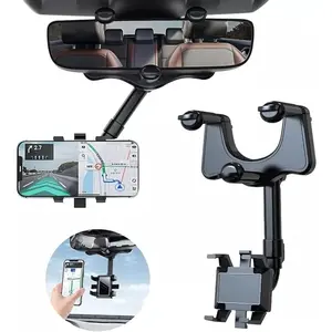 Car Rearview Mirror Phone Holder, Stable Non-Shaking Car Phone Stand, 360° Rotating Rearview Mirror Car Mount, Extendable Portable Navigation Holder, Car Cellphone Mount