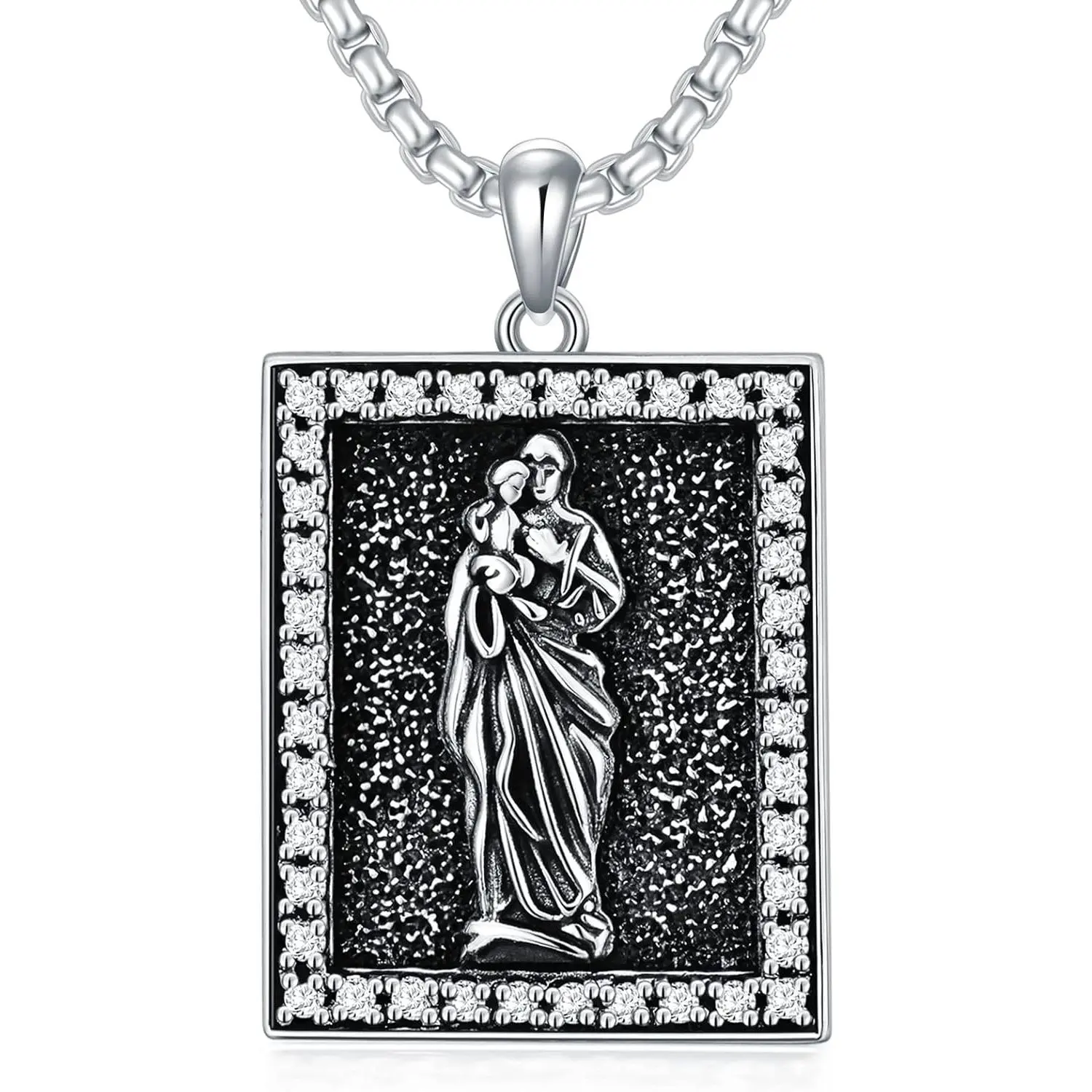 Saint Patron Necklace for Men Women 925 Sterling Silver Saint Pendant Patron Necklace Protection Catholic Religious Jewelry Christmas Gift for Him Her