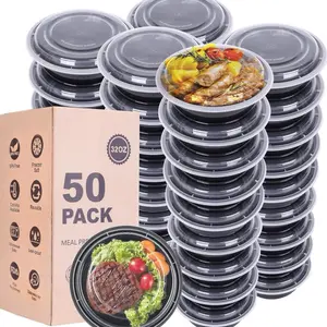 Disposable Tupperware. Meal Prep Containers with Lids - 50 Pack 32 Oz Disposable Bowls for Meal Prep