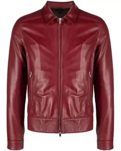 MotorCycleJackets Mens Plain Red Leather Jacket