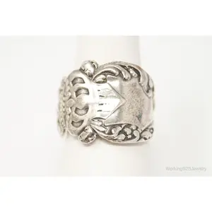 Antique Baker Manchester MFG CO Wrap Sterling Silver Spoon Ring - Size 7