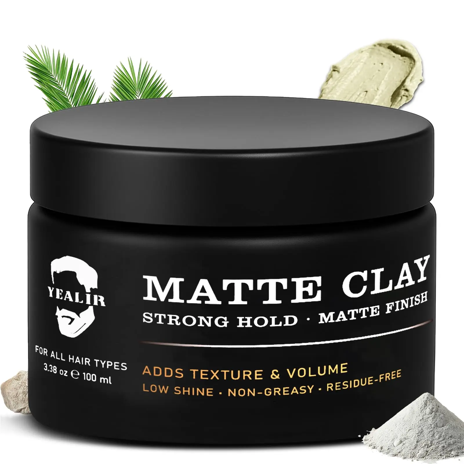 Men's Matte Hair Clay - 3.38oz Haircare Product, Strong Workable Hold, Instant Volume, Instant Texture