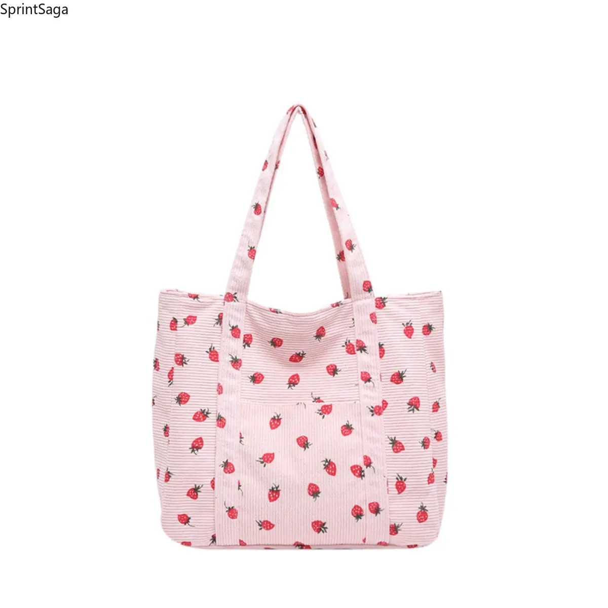 2026 Large-Capacity Versatile Corduroy Printed Strawberry Tote Bag, Sports & Outdoor Storage Purses, Corduroy Shoulder Bag, The Tote Bags For Women Creative Design Bag Fashionable Shopping Bag