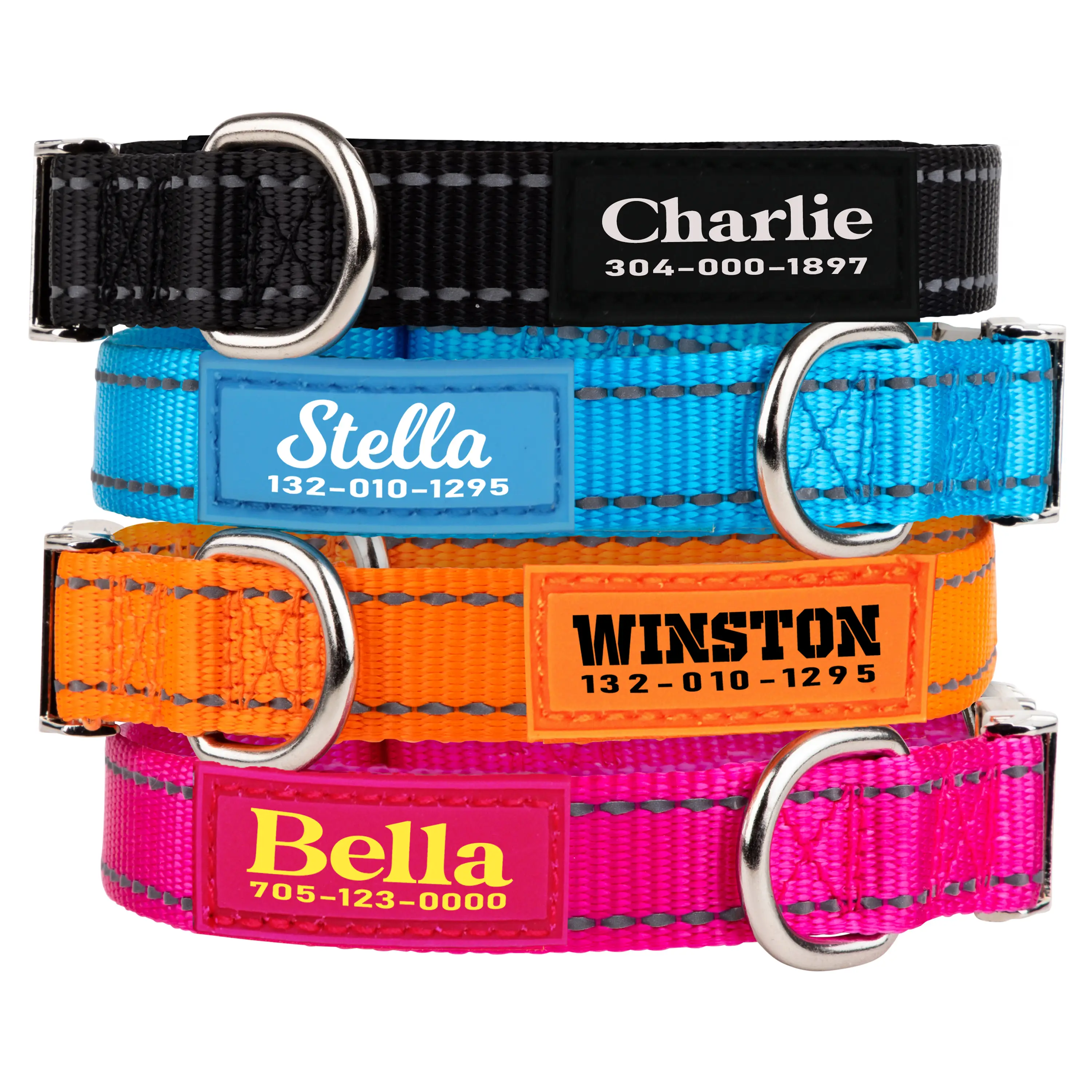 Pawblefy Personalized Dog Collar, Reflective dog collar with name and phone number, for Large Medium Small Dogs