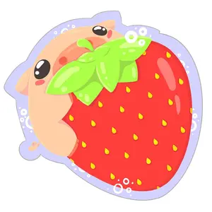 Strawberry Pig Sticker Cute Glossy Vinyl Rainbow Colorful Kawaii Art Gift Decal Waterproof Decoration