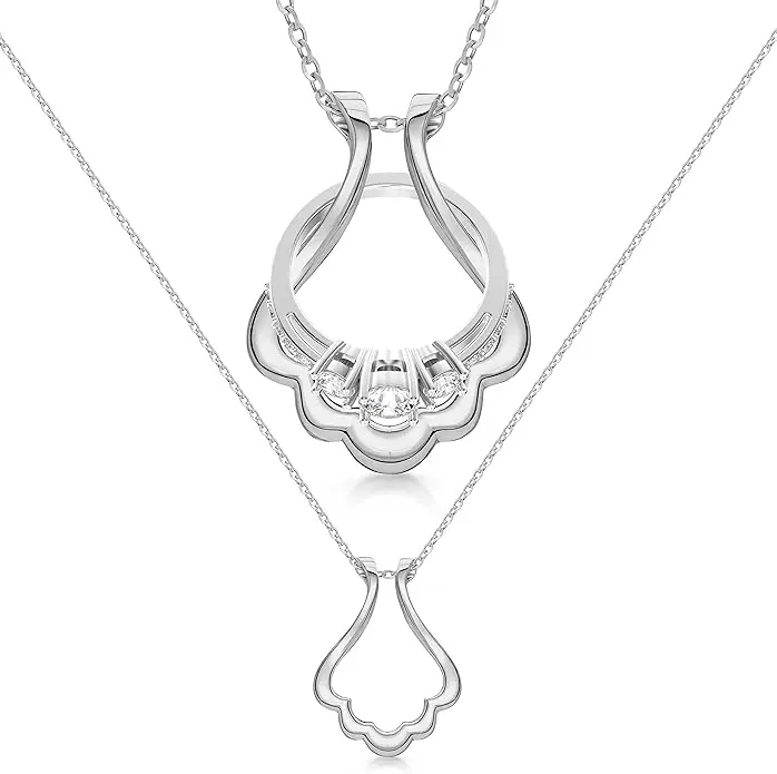 Original Patented Scallop Ring Holder Necklace - Stainless Steel Practical Women's Engagement Ring Holder - Exquisite Jewelry Gift for Her