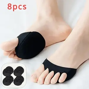 8 Pairs Breathable High Heel Liners, Toe Separators, Anti-Slip Metatarsal Support, Invisible Comfort Women's Socks