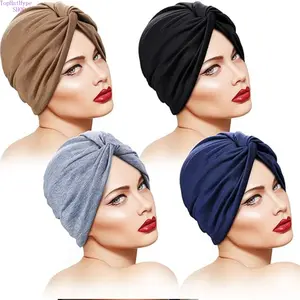 Female Front-Twist Turban Hat - High-Stretch Soft Plain Head Wrap, Breathable Comfortable Stylish Versatile Cap for Postpartum & Casual Outdoor Daily Wear