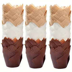 Pack of 300 Tulip Cupcake Liners, Muffin Liners for Baking, Parchment Paper Cups Cupcake Wrappers, Perfect Size, Sturdy, Greaseproof & Easy to Use