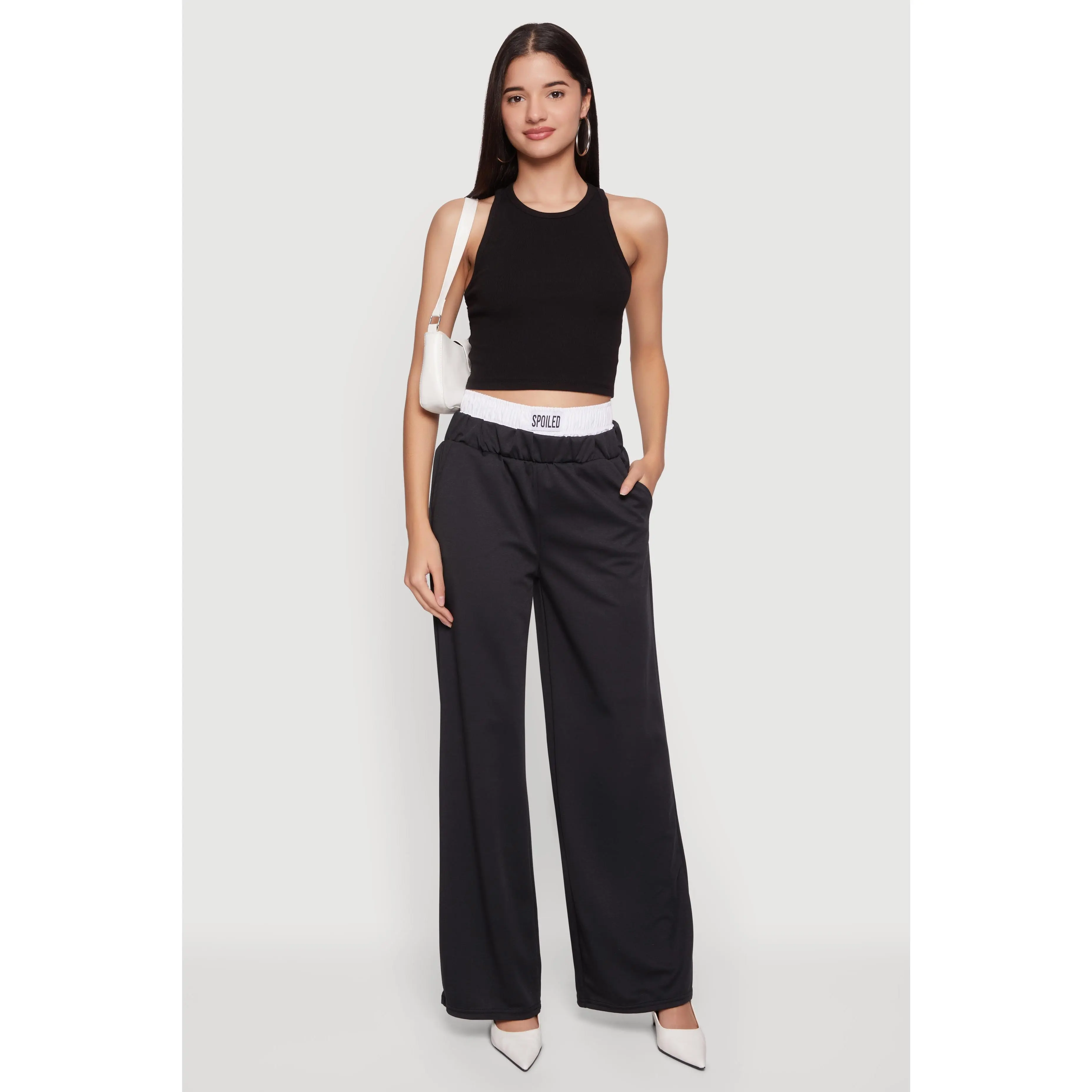 Spoiled Contrast Waistband Wide Leg Pants