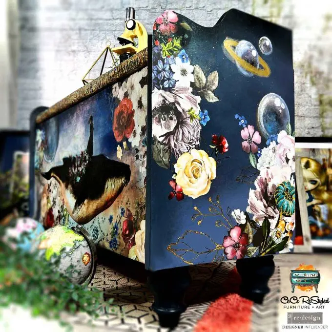 Redesign With Prima A1 Decoupage Fibrous Paper - Whale Cosmos Theme, Tear-Proof Surface Decor Supply, 1 Single Sheet Office Stationery (SKU:655350660918), Water Media Compatible