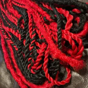 Black and Red Synthetic Dreads - Red and Black Color Scheme Synthetic Hair Style Accessory